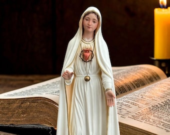 Maagd Maria-koninginbeeld 40 cm | Beeldje Onbevlekt Hart van Maria | Handgeschilderd katholiek cadeaudecor