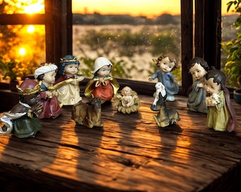 Mini-kerstkerstset 11-delig | Decoratie kleine kerstfiguren | Baby Jezus en wijze mannen | Kerstcadeau