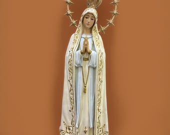 Standbeeld van Onze-Lieve-Vrouw van Fatima – handgeschilderd beeld van de Maagd Maria | Katholiek huisaltaar decor 60 cm
