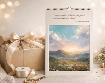 2026 Christian Gift Calendar · Proverbs 16:3 Scripture Wall Calendar · Inspirational Faith Gift for Women