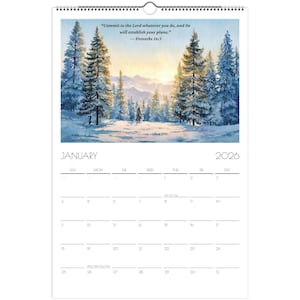 2026 Christian Wall Calendar · Modern Minimal Typography · Proverbs 16:3 Scripture Calendar image 7