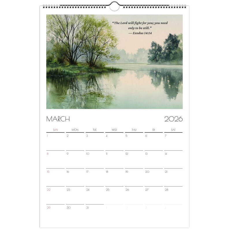 2026 Christian Wall Calendar · Modern Minimal Typography · Proverbs 16:3 Scripture Calendar image 4