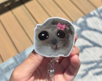 Cute “Im just a girl” Hampster Badge Reel ID Holder