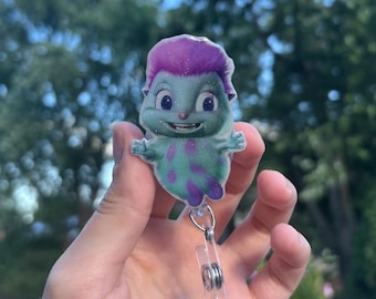 Baby Blue and Purple Fairy Cartoon Character Badge Reel ID Holder