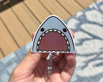 Cute shark With Mouth Open Badge Reel ID Holder