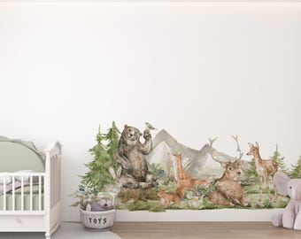 Forest animals wall decals, woodland wall stickers for nursery room
