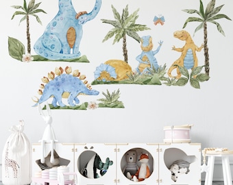 Watercolor Dinosaur Wall Decals, Boys Nursery Decor