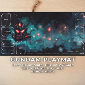Tapete de juego de anime Gundam con zonas – Alfombrilla de escritorio Galaxy Mecha, alfombrilla de ratón, tapete de juego TCG, estética espacial imagen 1