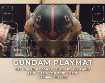 Gundam Playmat with Zones – Minimal Sci-Fi Mecha Gaming Desk Mat Mousepad, TCG Mat Gift for Gamers