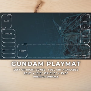 Gundam Playmat – Full Art or Zones – Blueprint Mecha Desk Mat XL – Minimal Gaming Mousepad – Tech Style Desk Setup