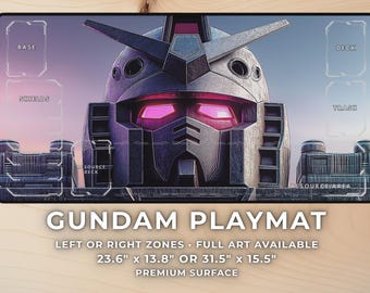 Gundam Playmat with Zones – Neon Eyes Mecha Anime Desk Mat Mousepad, TCG Gaming Mat XL, Robot Gamer Gift