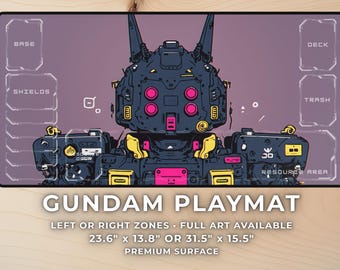 Gundam Playmat with Zones – Cute Anime Mecha Gaming Desk Mat Mousepad, Cartoon Robot TCG Mat Gift for Gamers