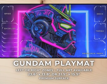 Gundam Playmat with Zones – Cyberpunk Mecha Anime TCG Gaming Desk Mat Mousepad, Robot Anime Gift for Gamers