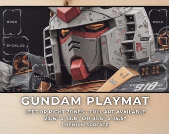 Gundam Playmat / Desk Mat | Mecha Anime TCG Playmat with Zones | Sci-Fi Gamer Mouse Pad
