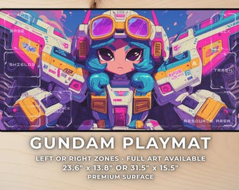 Gundam Playmat with Zones – Anime Waifu Mecha Gaming Desk Mat Mousepad, TCG Mat Gift for Gamers