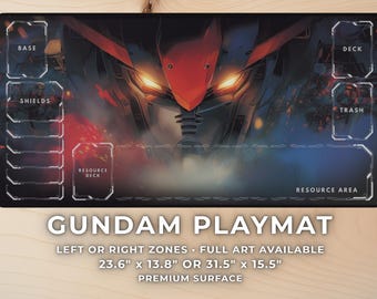 Gundam Playmat with Zones – Anime Mecha Gaming Desk Mat Mousepad, TCG Mat, Robot Gamer Gift