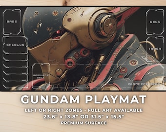 Gundam Playmat with Zones – Industrial Sci-Fi Mecha Gaming Desk Mat Mousepad, TCG Mat Gift for Gamers