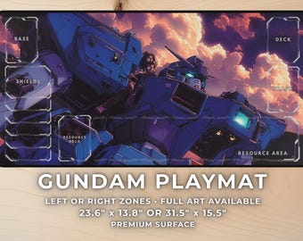 Anime Gundam Playmat with Zones – Mecha Girl Gaming Desk Mat Mousepad, TCG Playmat Aesthetic Anime Gift