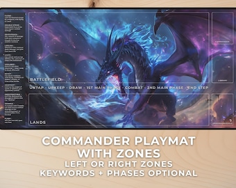 MTG Playmat Dragon, MTG Playmat With Zones, Japanese Themed TCG