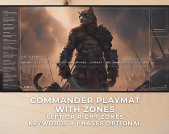 MTG Playmat – Feline War Champion Full Art Desk Mat 24×14 / 32×16 | Magic The Gathering Gaming Mousepad