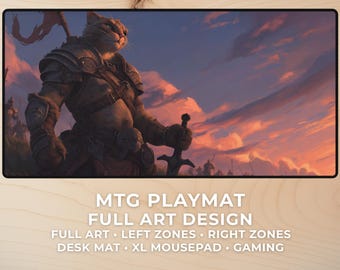 MTG Playmat – Feline Bannerlord Vanguard Full Art Desk Mat 24×14 / 32×16 | Magic The Gathering Gaming Mousepad