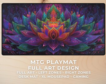 Psychedelic Lotus Trippy MTG Playmat, Spiritual Office TCG Playmat, Magic The Gathering Mat