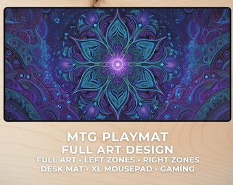 MTG Playmat, Psychedelic Mandala Themed MTG Playmat, With or Without Zones, TCG Playmat