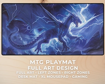 Lightning Storm Dragon MTG Playmat, Fantasy TCG Playmat, Magic The Gathering Mat