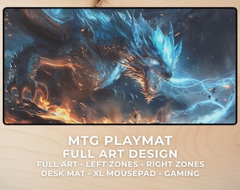 Frostfire Dragon Fantasy MTG Playmat, TCG Playmat, Magic The Gathering Mat