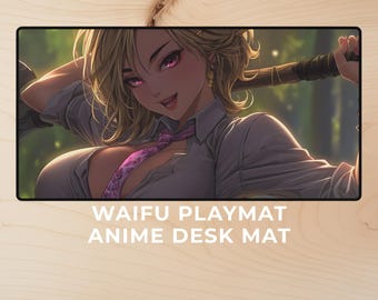 Waifu Playmat, Otaku Anime Girl, Anime Desk Mat, TCG Gaming Mouse Pad