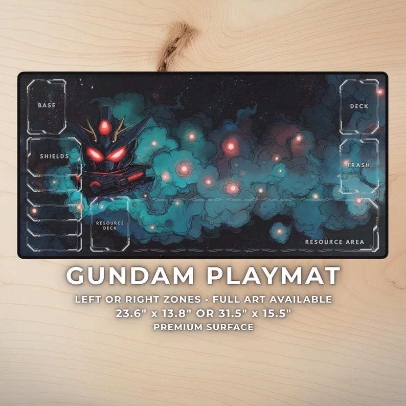 Tapete de juego de anime Gundam con zonas – Alfombrilla de escritorio Galaxy Mecha, alfombrilla de ratón, tapete de juego TCG, estética espacial imagen 1