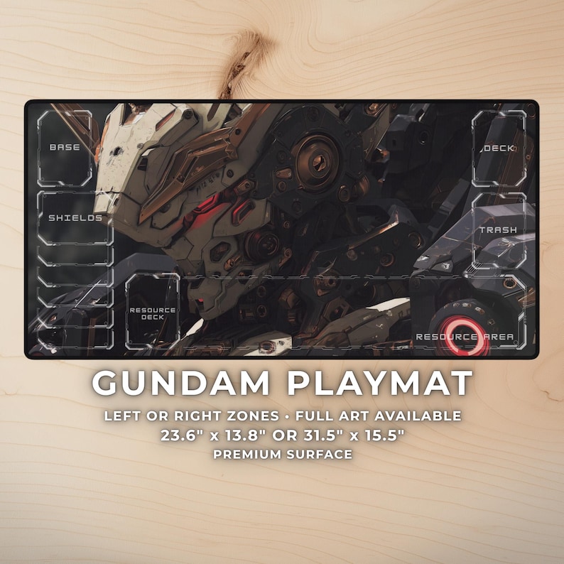 Dark Mecha Playmat with Zones – Cinematic Gundam-Inspired Sci-Fi Gaming Desk Mat Mousepad, TCG Gift Bild 1