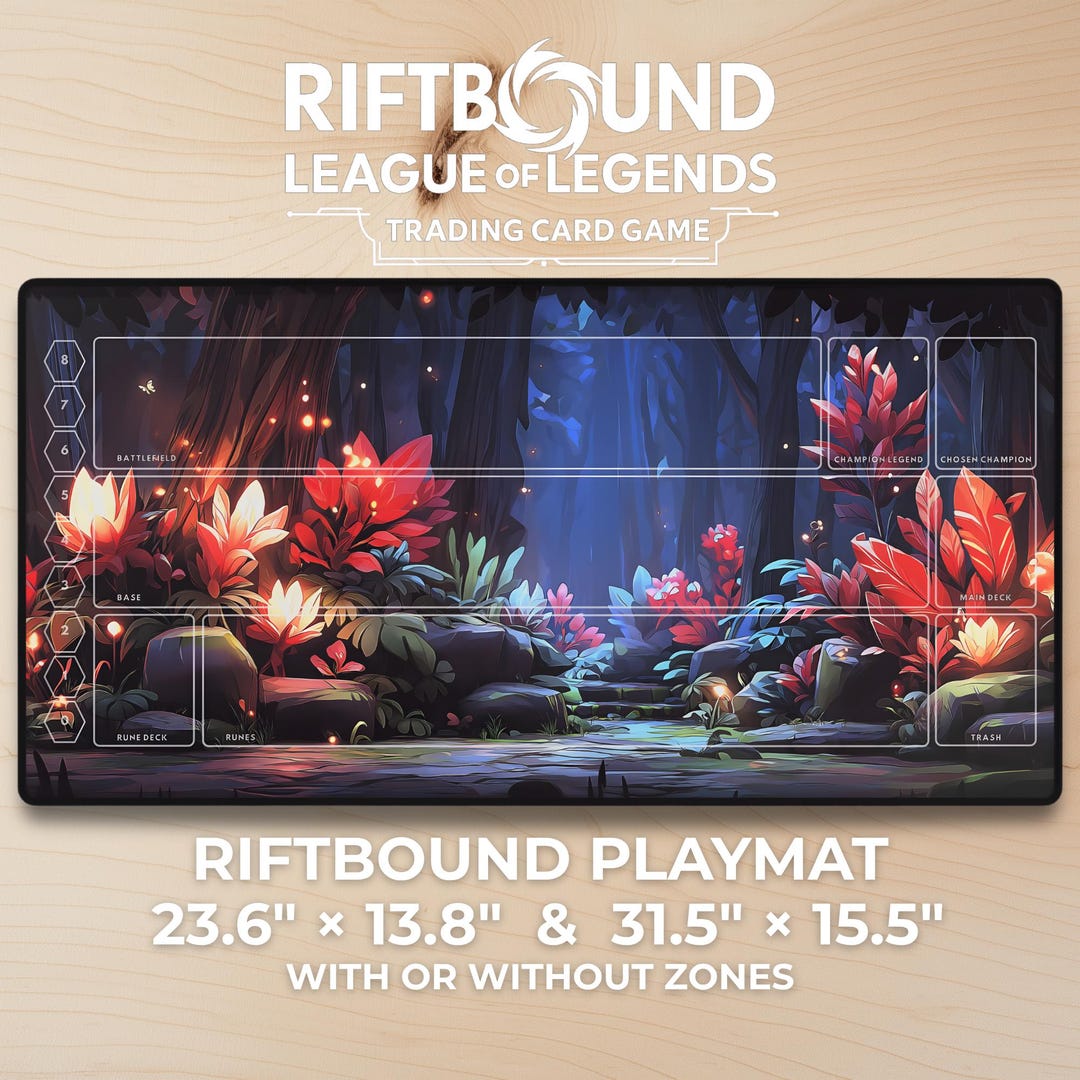 Riftbound Playmat Zones / Full Art – Red Enchanted Forest Desk Mat ...