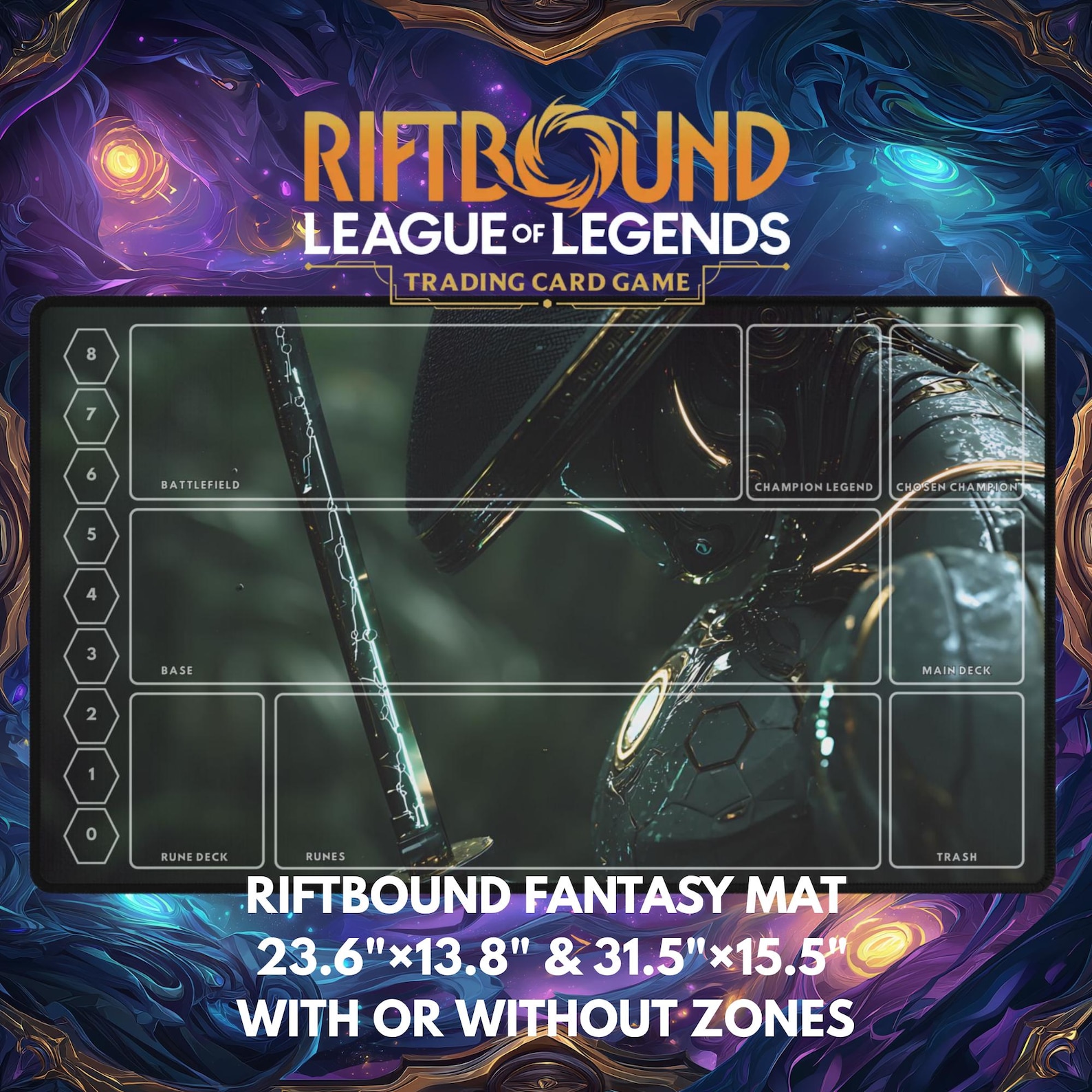 Riftbound Playmat – Epic Cyber Warrior | Full-art or Riftbound Zones ...