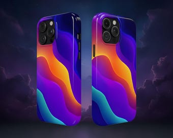 Abstract Gradient iPhone Case – Colorful Wave iPhone 17 16 15 Samsung S25 Case – Aesthetic Phone Case – Modern Art Psychedelic Cover