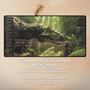 Commander Playmat With T-Rex Art, 23.6 × 13.8 or 31.5 × 15.5 Inch Zone Mat