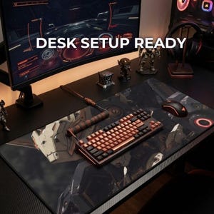 Dark Mecha Playmat with Zones – Cinematic Gundam-Inspired Sci-Fi Gaming Desk Mat Mousepad, TCG Gift Bild 4