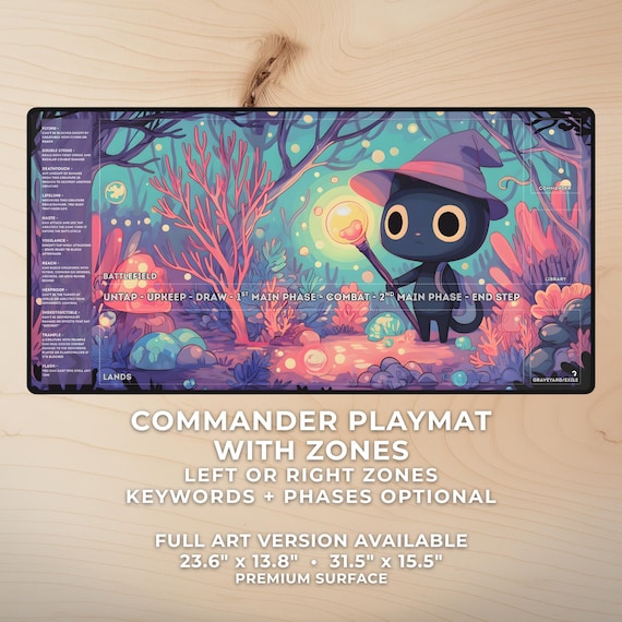 Commander MTG Playmat With Zones, Neoprene And Rubber, Left Or Right Layout