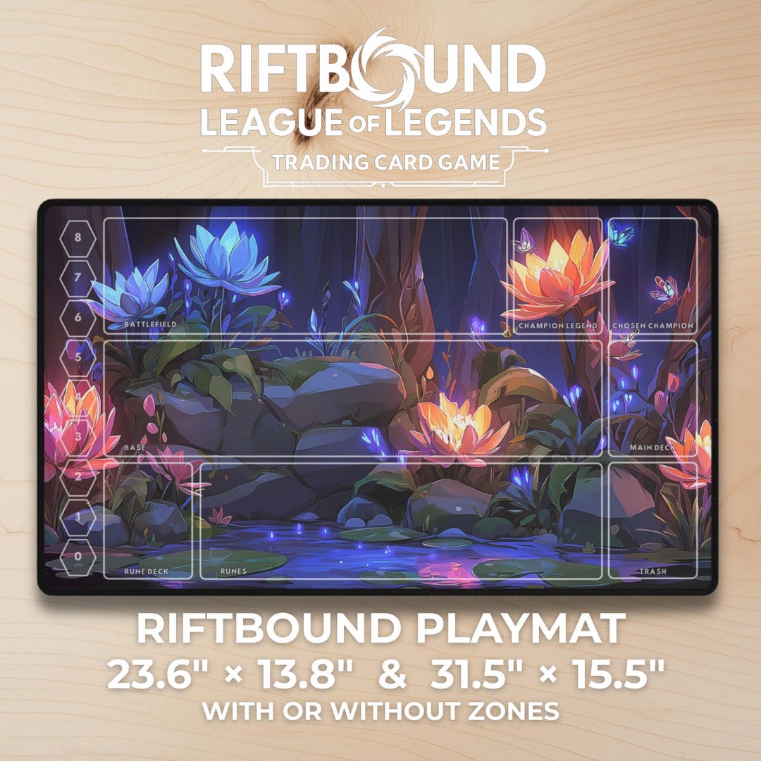 Riftbound Playmat – 24×14 / 32×16 | Enchanted Lotus Pond | Fantasy TCG ...