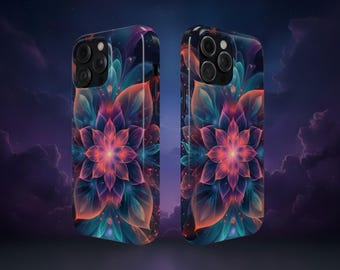 Funda para teléfono Cosmic Lotus con diseño floral de mandala sagrado para iPhone y Samsung
