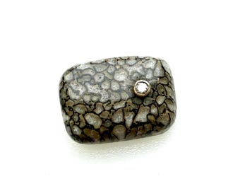 Dinosaur Bone and Diamond Cabochon