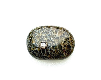 Dinosaur Bone and Diamond Cabochon