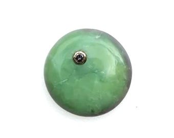 Chrysoprase and Salt & Pepper Diamond Cabochon