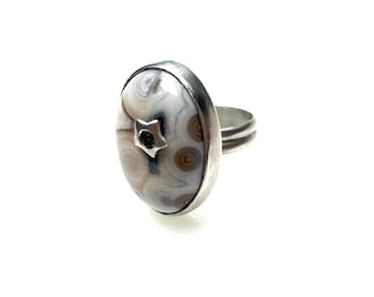 Sterling Silver Lace Agate Ring