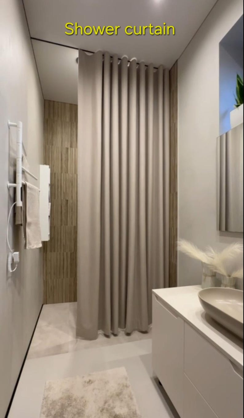 Cortina de ducha, 13 colores, resistente al moho, opaca de teflón, para baño y bañera, opaca imagen 1