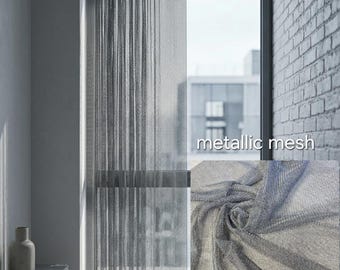Mesh with metallic luster tulle, Large mesh tulle, glitter mesh,Chainmail Mesh, Gunmetal, good looking mesh on the window
