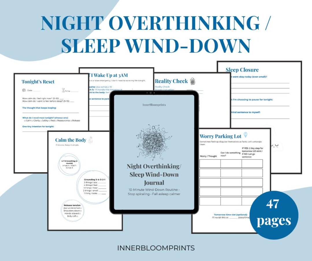 Night Overthinking Journal Printable | Sleep Anxiety Workbook | Bedtime ...