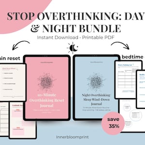 Overthinking Reset Bundle | Overthink at Night + Reset Journal | Anxiety Relief Printable | Instant Download