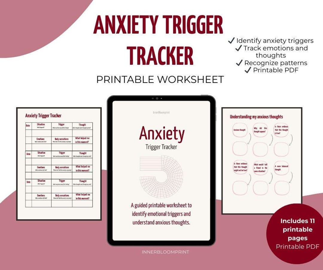 Anxiety Trigger Tracker Printable PDF | Anxiety Worksheet | Mental ...