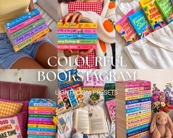 May include: A collection of colourful paperback books featuring various titles and authors, including "Beach Read," "Funny Story," "Happy Place," and "The Summer I Turned Pretty," displayed in stacks, inside a tote bag, and open on a surface.